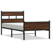 Produktbild för Sängram utan madrass brun ek 100x190 cm konstruerad trä
