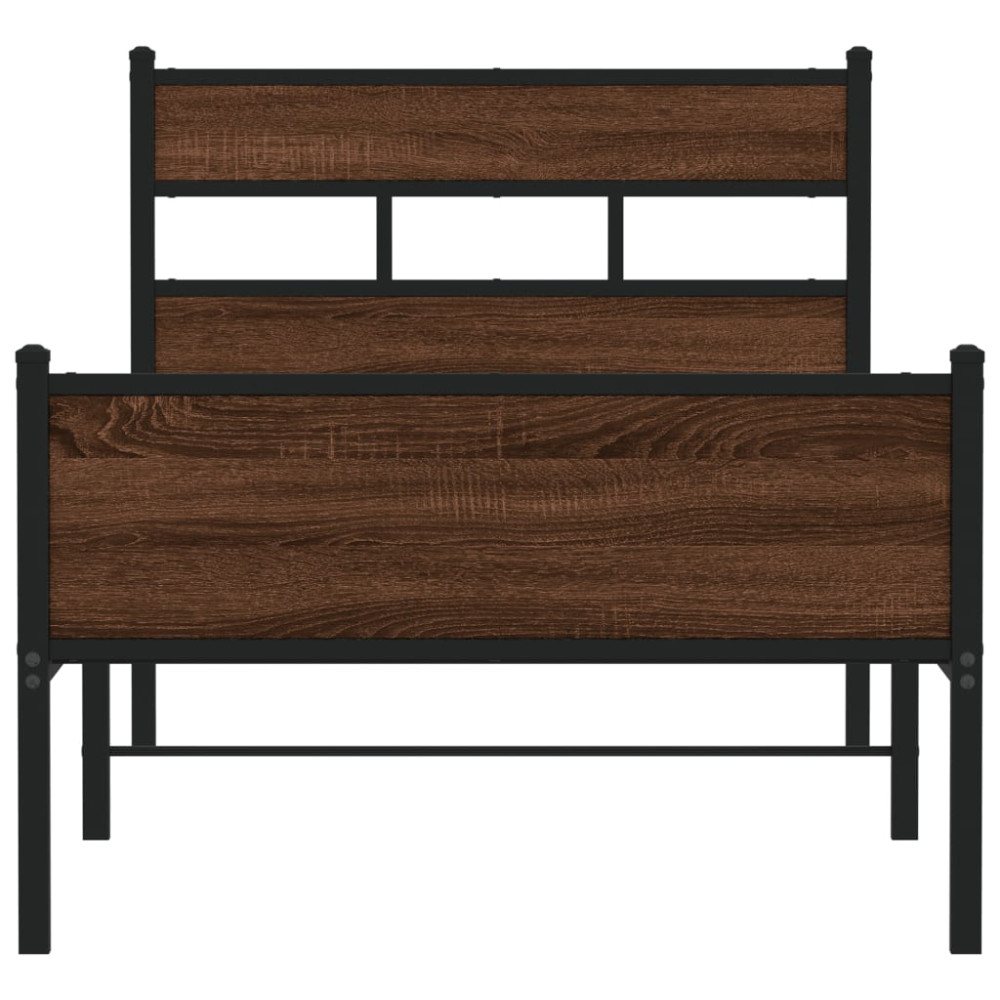 Produktbild för Sängram utan madrass brun ek 100x190 cm konstruerad trä