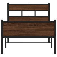 Produktbild för Sängram utan madrass brun ek 100x190 cm konstruerad trä