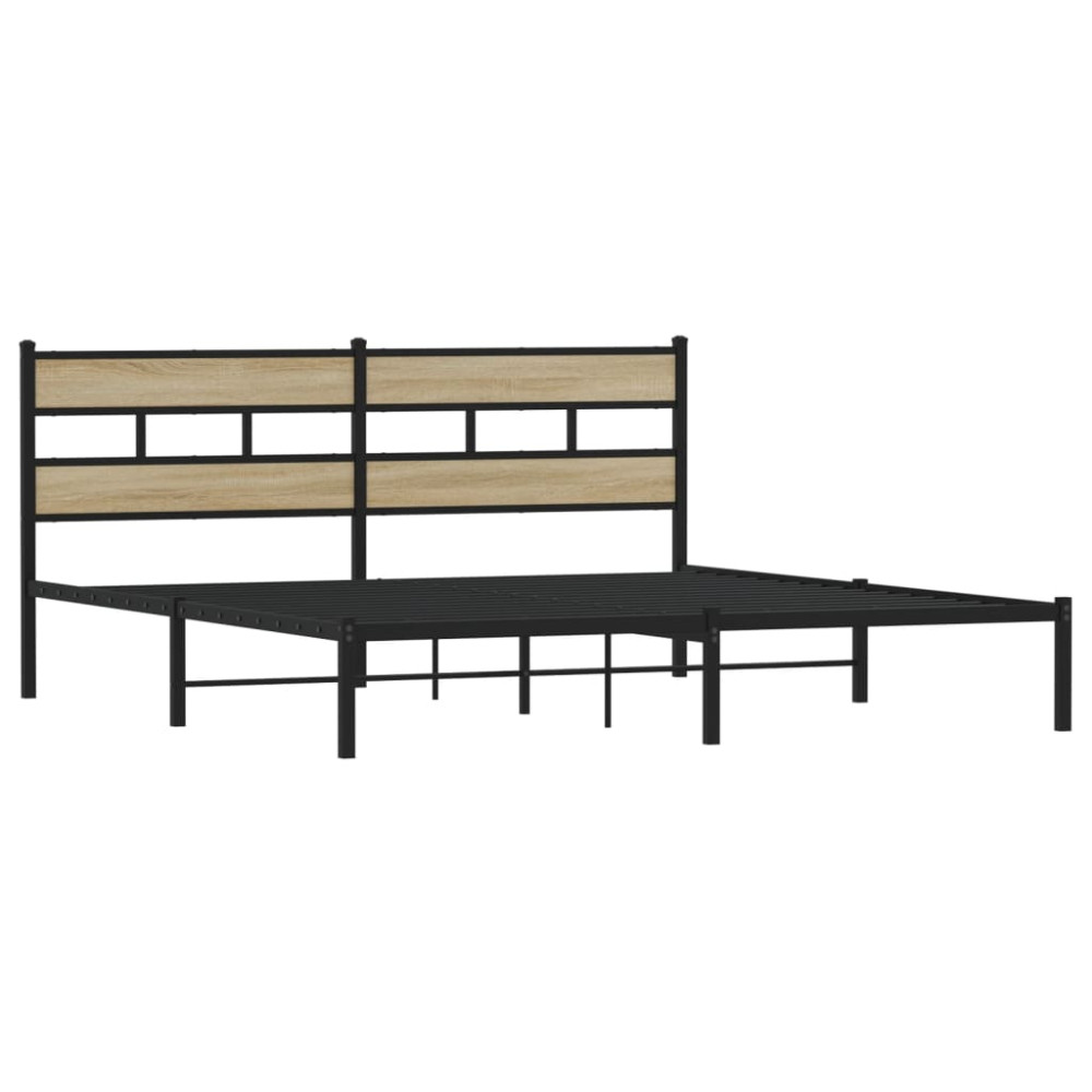 Produktbild för Sängram utan madrass metall sonoma-ek 183x213 cm