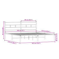 Produktbild för Sängram utan madrass metall sonoma-ek 183x213 cm