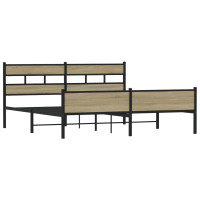 Produktbild för Sängram utan madrass metall sonoma-ek 193x203 cm