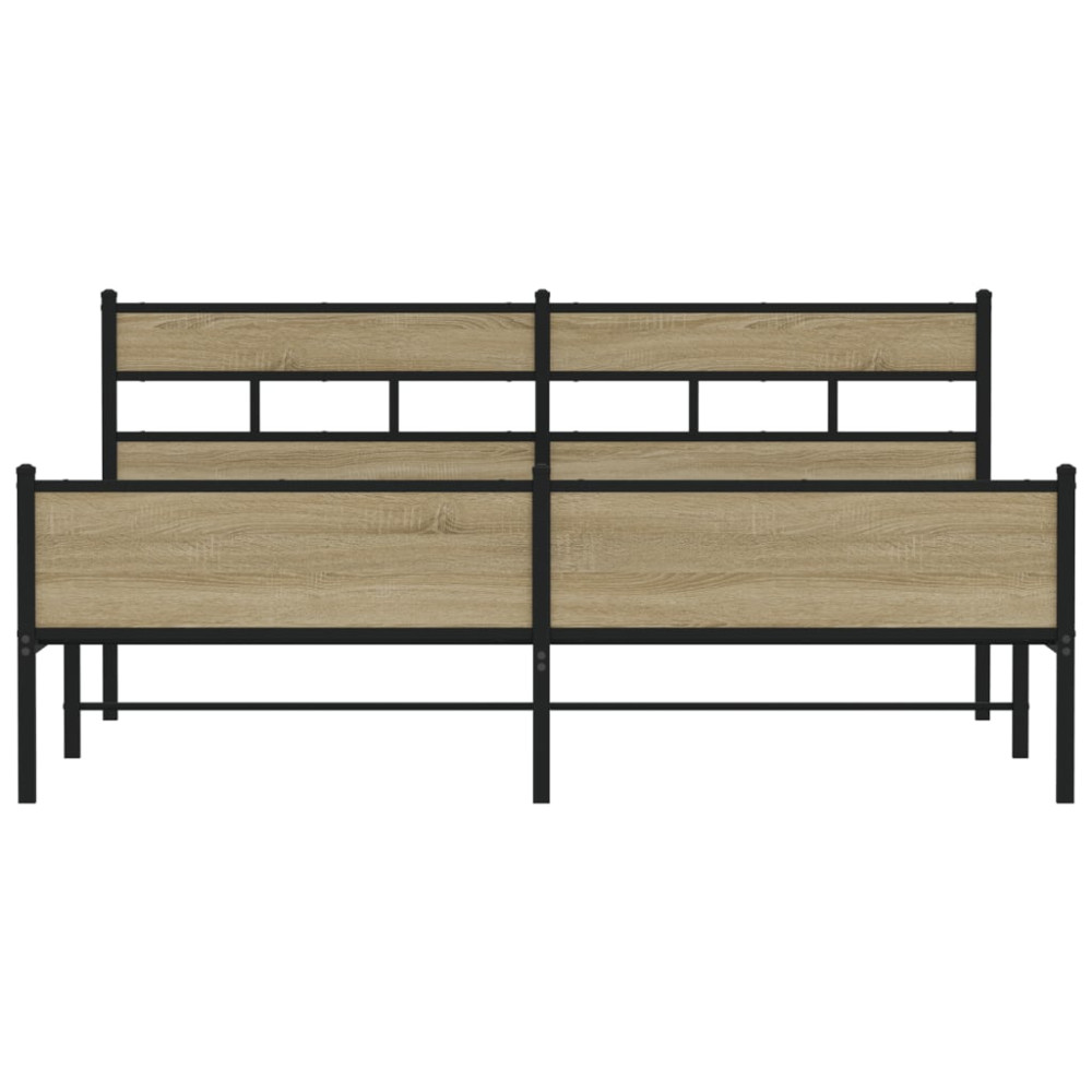 Produktbild för Sängram utan madrass metall sonoma-ek 193x203 cm