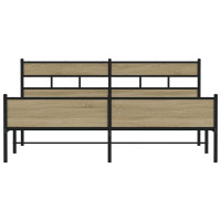 Produktbild för Sängram utan madrass metall sonoma-ek 193x203 cm