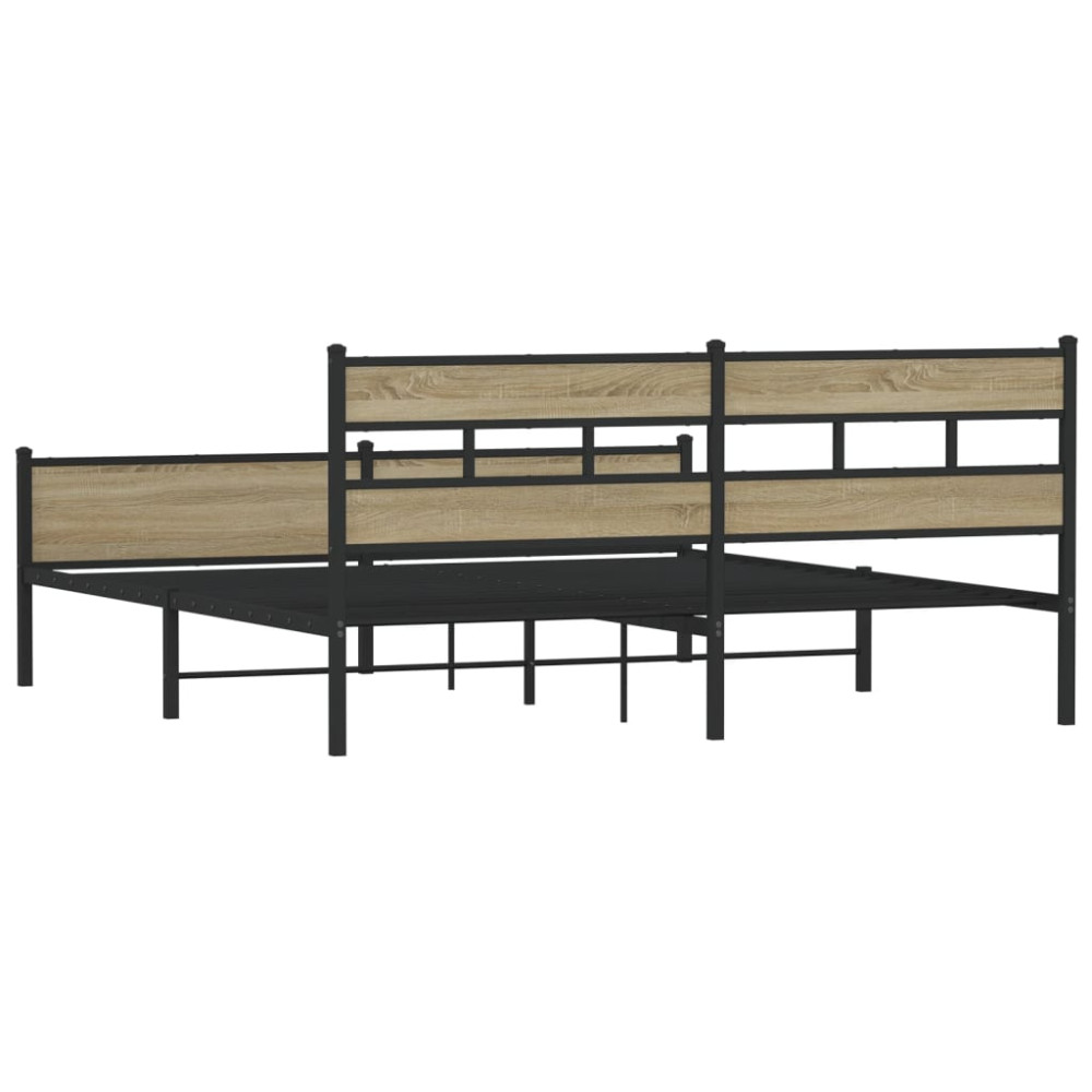 Produktbild för Sängram utan madrass metall sonoma-ek 193x203 cm