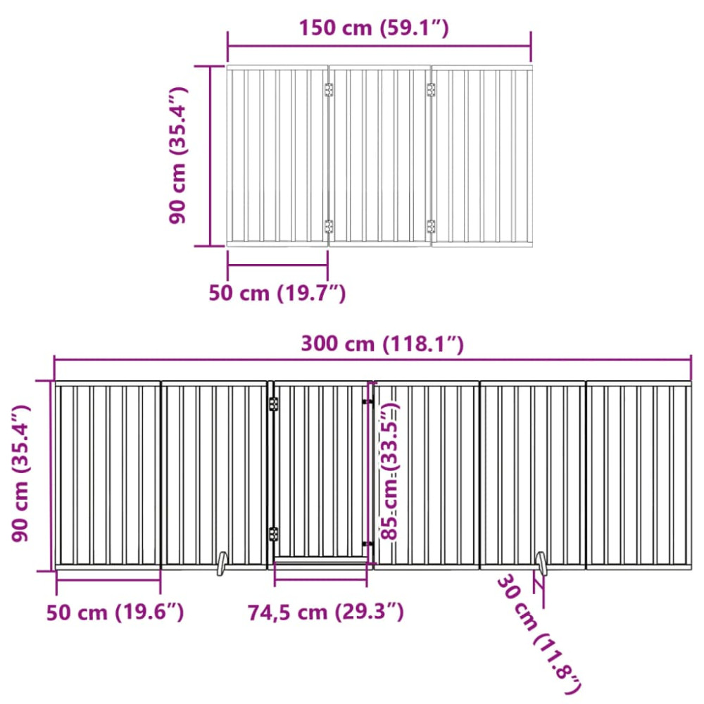Produktbild för Hundgrind med dörr vikbar 9 paneler 450 cm poppel