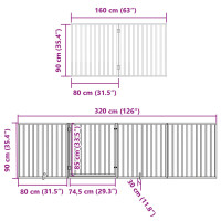 Produktbild för Hundgrind med dörr vikbar 8 paneler vit 640 cm poppel