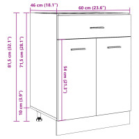 Produktbild för Underskåp med låda åldrat trä 60x46x81,5 cm konstruerat trä