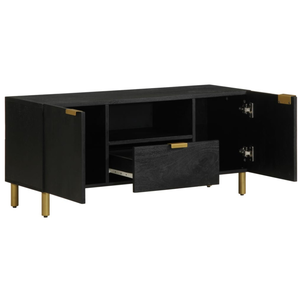 Produktbild för Tv-bänk svart 105x33x46 cm konstruerat trä