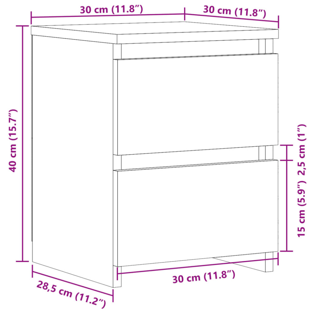Produktbild för Sängbord 2 st artisan ek 30x30x40 cm konstruerat trä