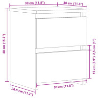 Produktbild för Sängbord 2 st artisan ek 30x30x40 cm konstruerat trä
