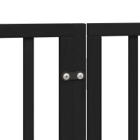 Produktbild för Hundgrind med dörr vikbar 9 paneler svart 450 cm poppel