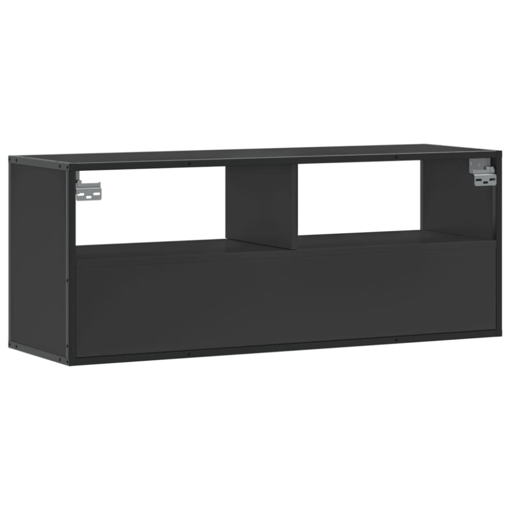 Produktbild för Tv-bänk svart 100x31x39,5 cm konstruerat trä och metall