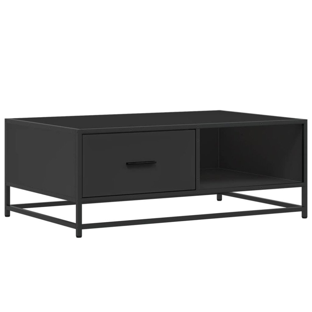 Produktbild för Soffbord svart 90x57x35 cm konstruerat trä och metall