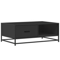 Produktbild för Soffbord svart 90x57x35 cm konstruerat trä och metall