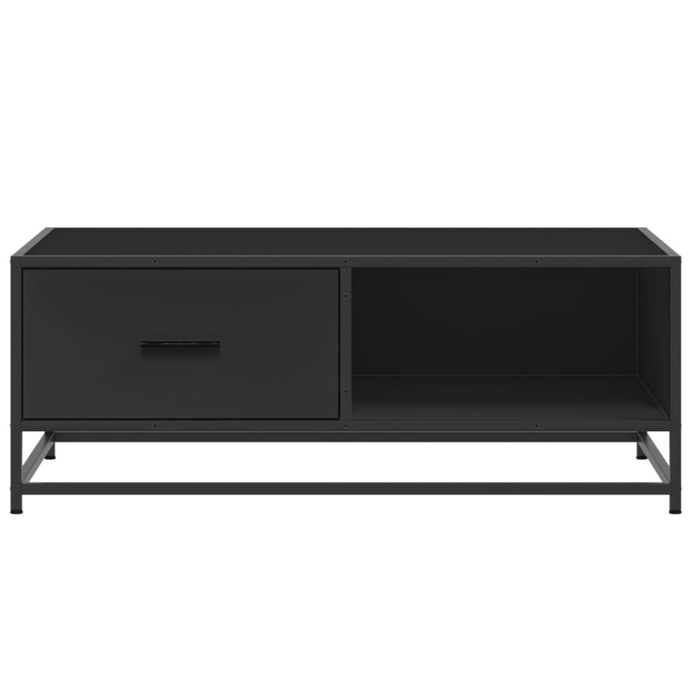 Produktbild för Soffbord svart 90x57x35 cm konstruerat trä och metall