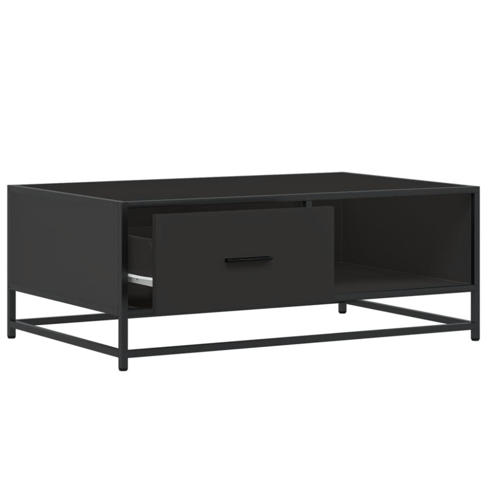 Produktbild för Soffbord svart 90x57x35 cm konstruerat trä och metall