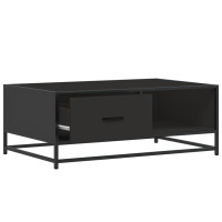 Produktbild för Soffbord svart 90x57x35 cm konstruerat trä och metall