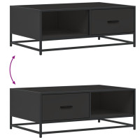 Produktbild för Soffbord svart 90x57x35 cm konstruerat trä och metall