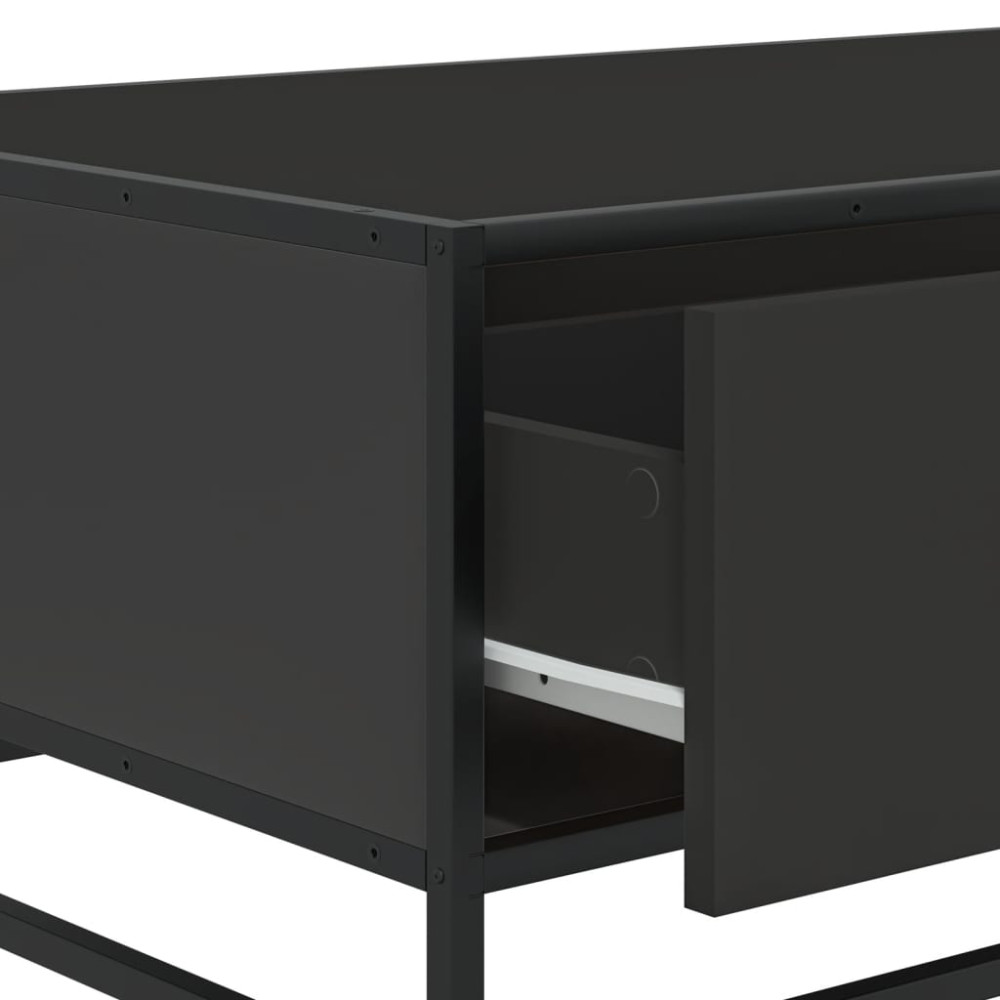 Produktbild för Soffbord svart 90x57x35 cm konstruerat trä och metall