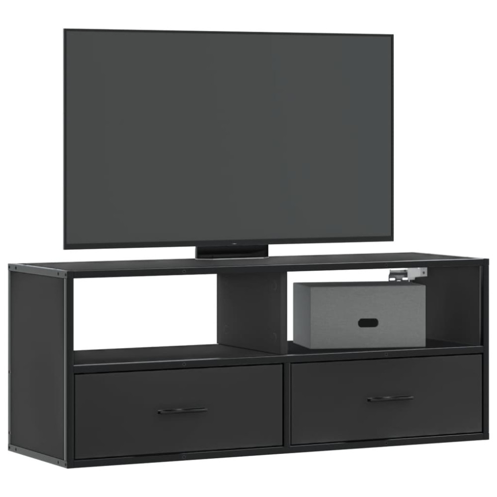 Produktbild för Tv-bänk svart 100x31x39,5 cm konstruerat trä och metall