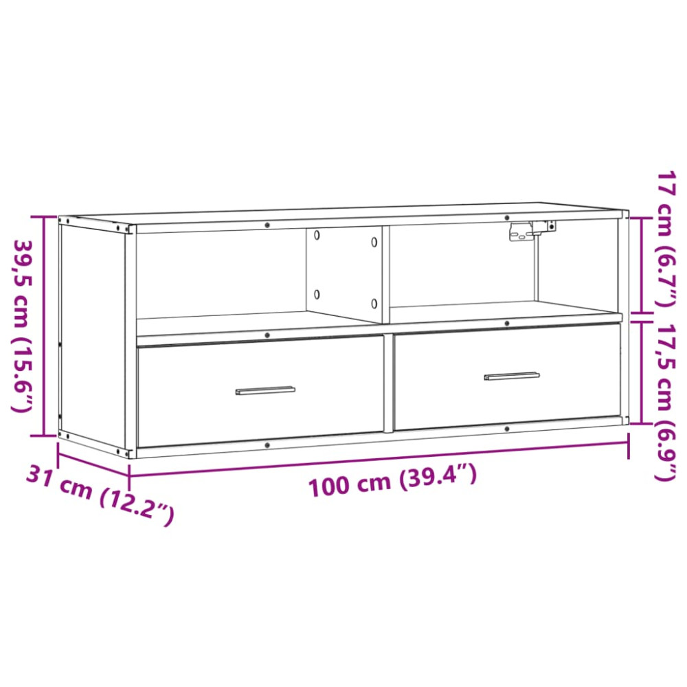 Produktbild för Tv-bänk svart 100x31x39,5 cm konstruerat trä och metall