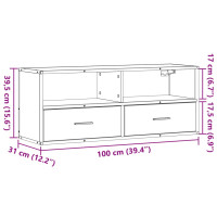 Produktbild för Tv-bänk svart 100x31x39,5 cm konstruerat trä och metall