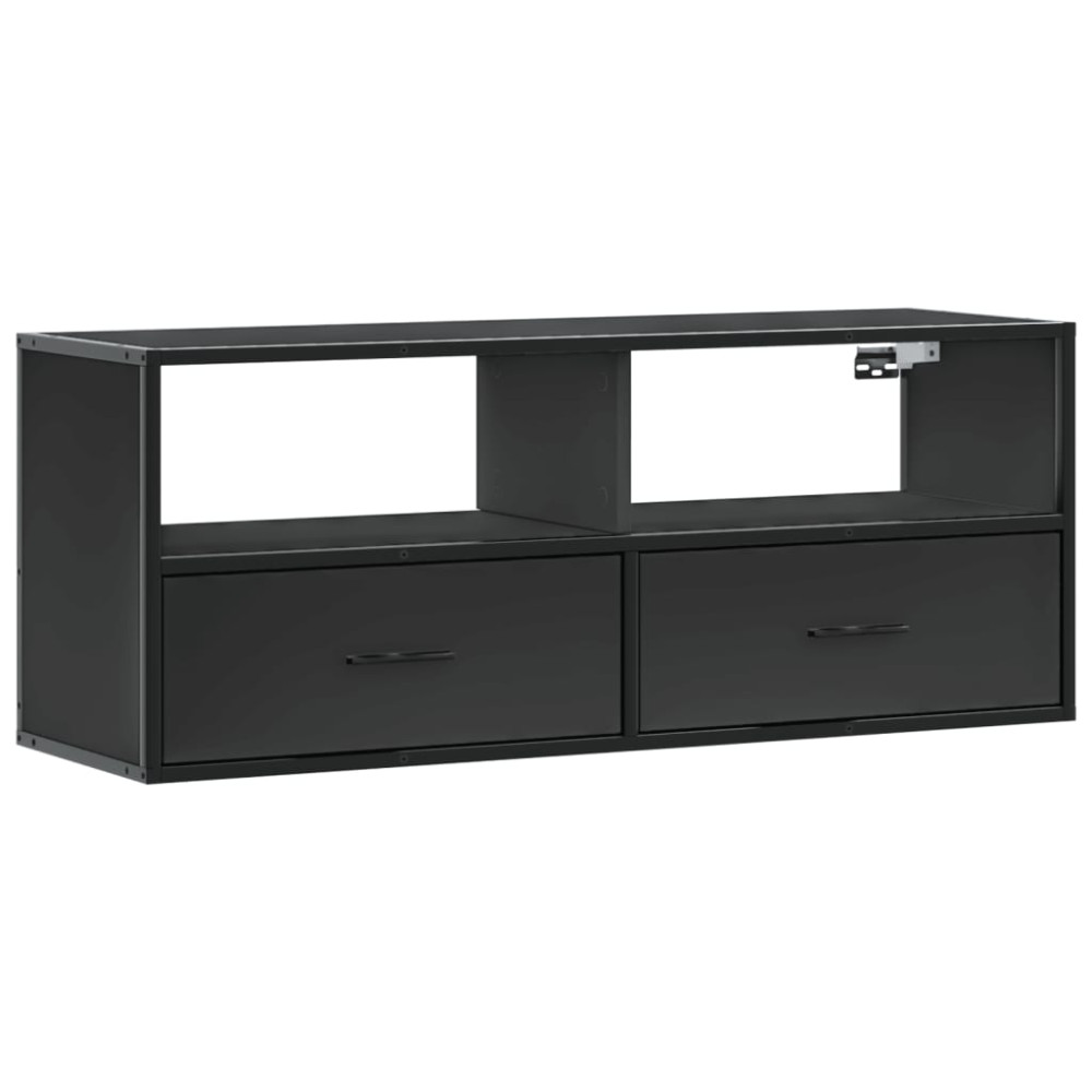 Produktbild för Tv-bänk svart 100x31x39,5 cm konstruerat trä och metall