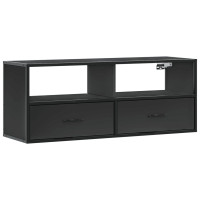 Produktbild för Tv-bänk svart 100x31x39,5 cm konstruerat trä och metall