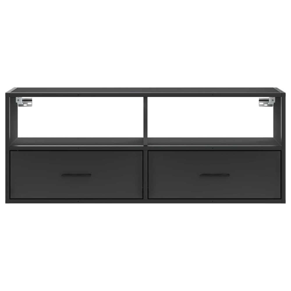 Produktbild för Tv-bänk svart 100x31x39,5 cm konstruerat trä och metall