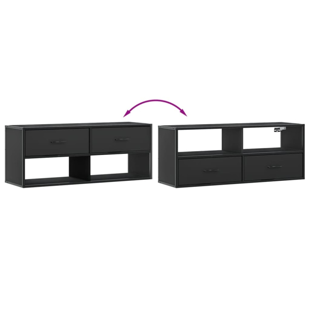 Produktbild för Tv-bänk svart 100x31x39,5 cm konstruerat trä och metall