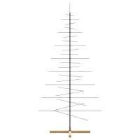 Produktbild för Julgran i metall med träbas svart 210 cm