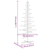 Produktbild för Julgran i metall med träbas svart 210 cm