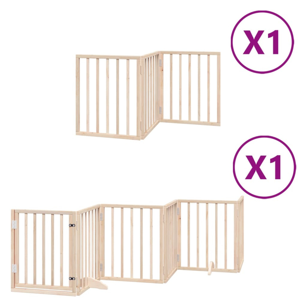 Produktbild för Hundgrind med dörr vikbar 9 paneler 450 cm poppel