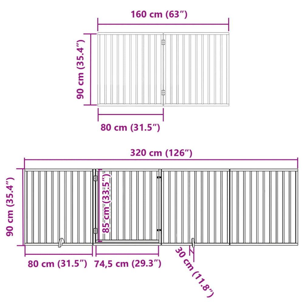 Produktbild för Hundgrind med dörr vikbar 12 paneler 960 cm poppel