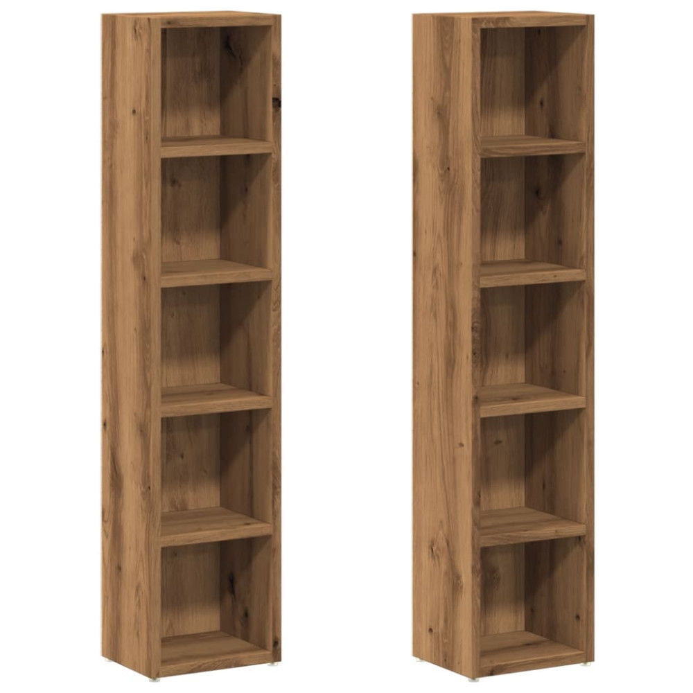 Produktbild för CD-hyllor 2 st artisian ek 21x16x93,5 cm konstruerat trä
