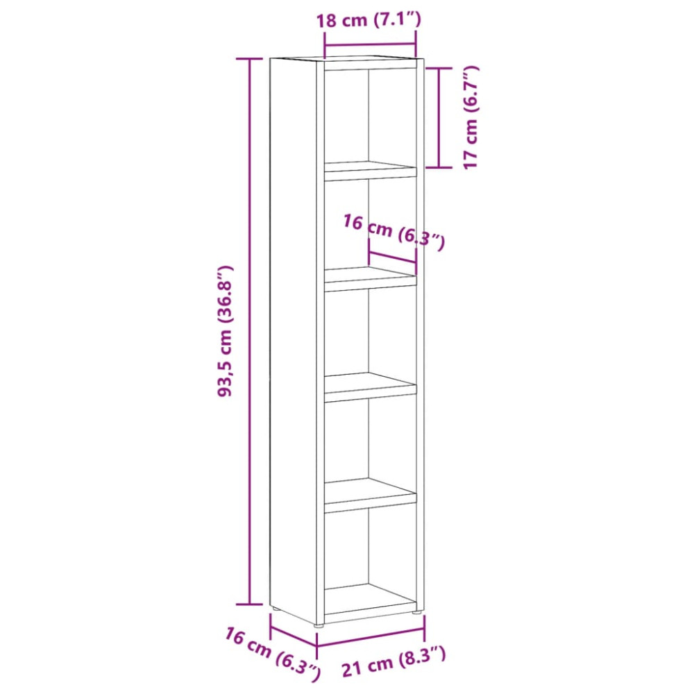 Produktbild för CD-hyllor 2 st artisian ek 21x16x93,5 cm konstruerat trä