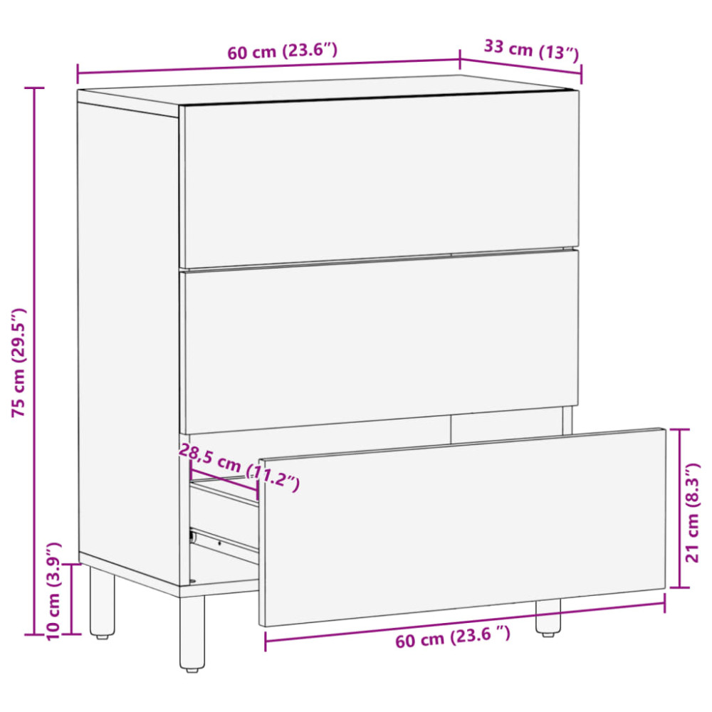 Produktbild för Skänk svart 60x33x75 cm konstruerat trä