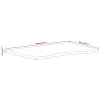 Produktbild för Skrivbordsskiva med kurva 90x50x2,5 cm massivt grovt mangoträ