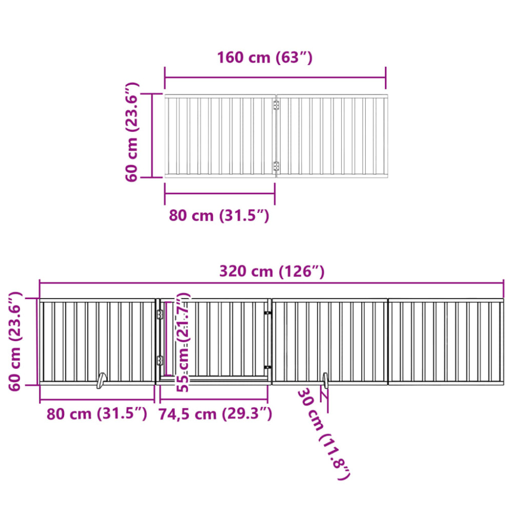 Produktbild för Hundgrind med dörr vikbar 6 paneler vit 480 cm poppel