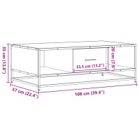 Produktbild för Soffbord svart 100x57x35 cm konstruerat trä och metall