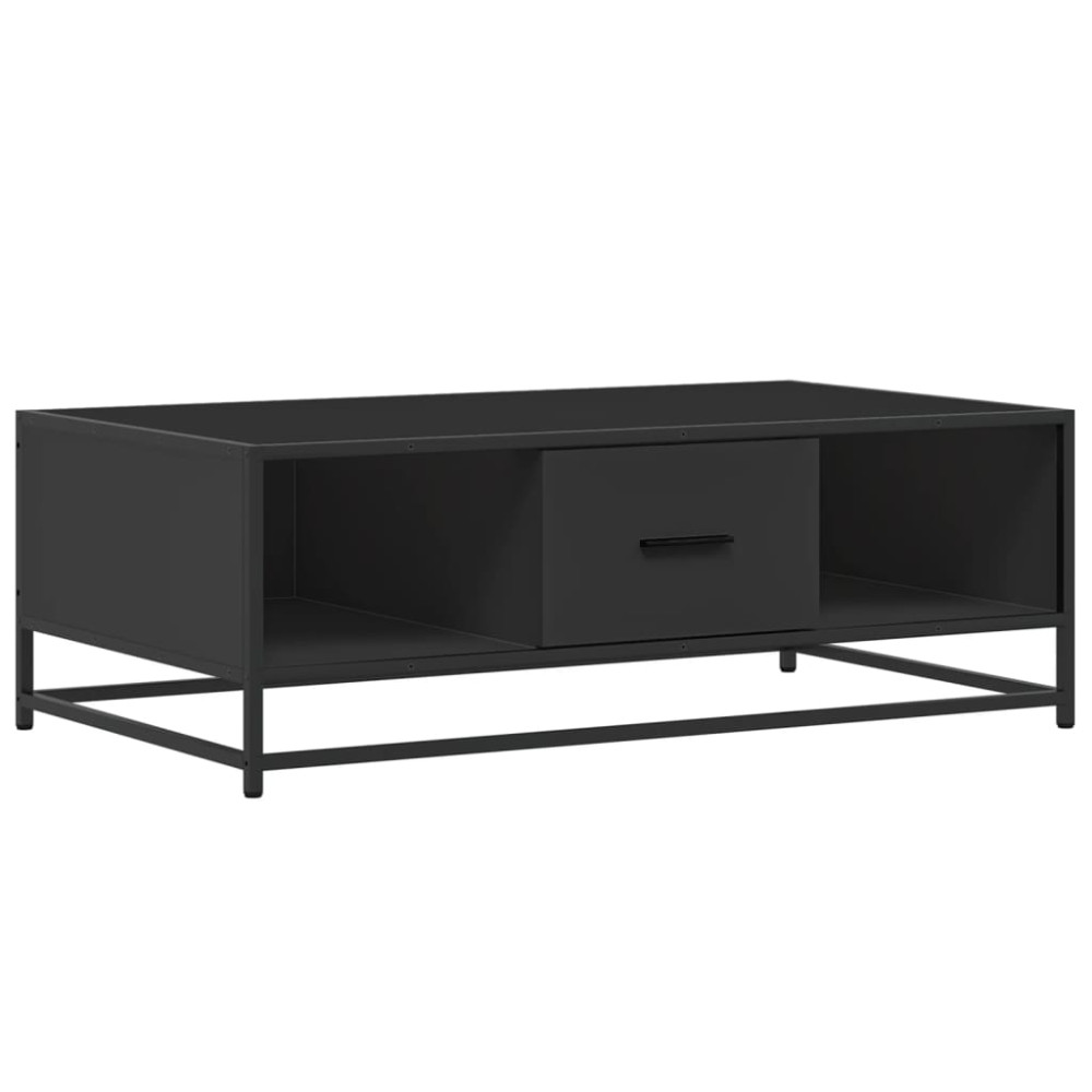 Produktbild för Soffbord svart 100x57x35 cm konstruerat trä och metall