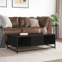 Produktbild för Soffbord svart 100x57x35 cm konstruerat trä och metall