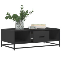 Produktbild för Soffbord svart 100x57x35 cm konstruerat trä och metall