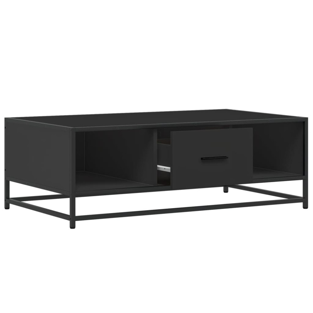 Produktbild för Soffbord svart 100x57x35 cm konstruerat trä och metall