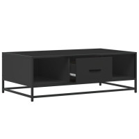 Produktbild för Soffbord svart 100x57x35 cm konstruerat trä och metall