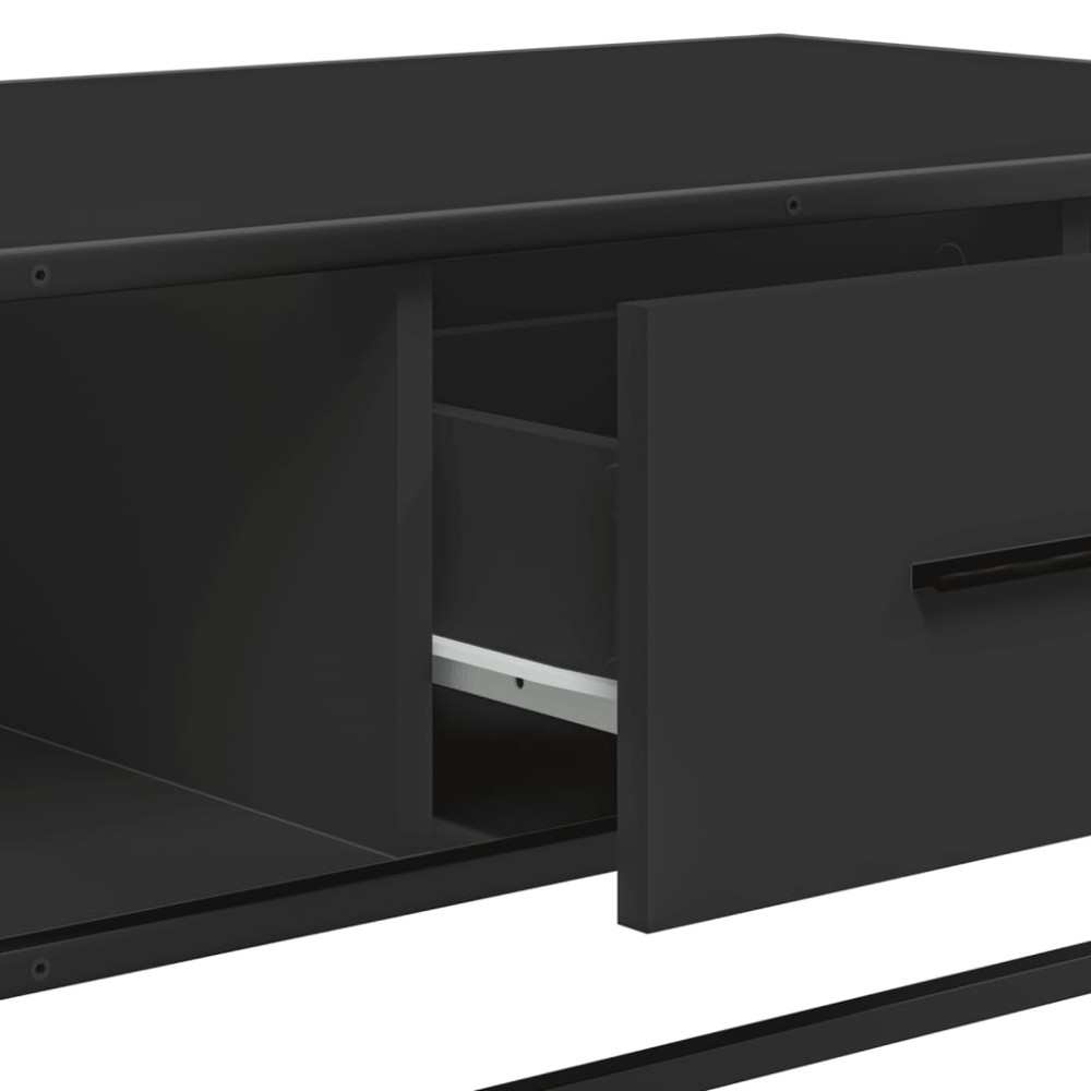 Produktbild för Soffbord svart 100x57x35 cm konstruerat trä och metall