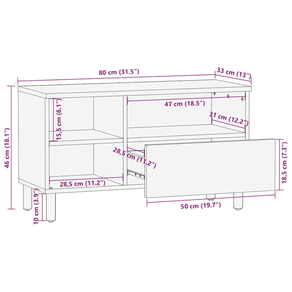 Produktbild för Tv-bänk svart 80x33x46 cm konstruerat trä