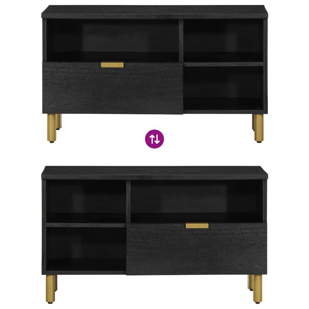 Produktbild för Tv-bänk svart 80x33x46 cm konstruerat trä