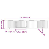 Produktbild för Hundgrind med dörr vikbar 4 paneler vit 320 cm poppel